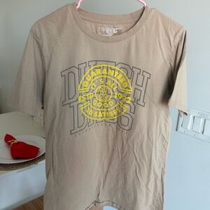 Dutch Bros Tan T-Shirt with Yellow Graphic